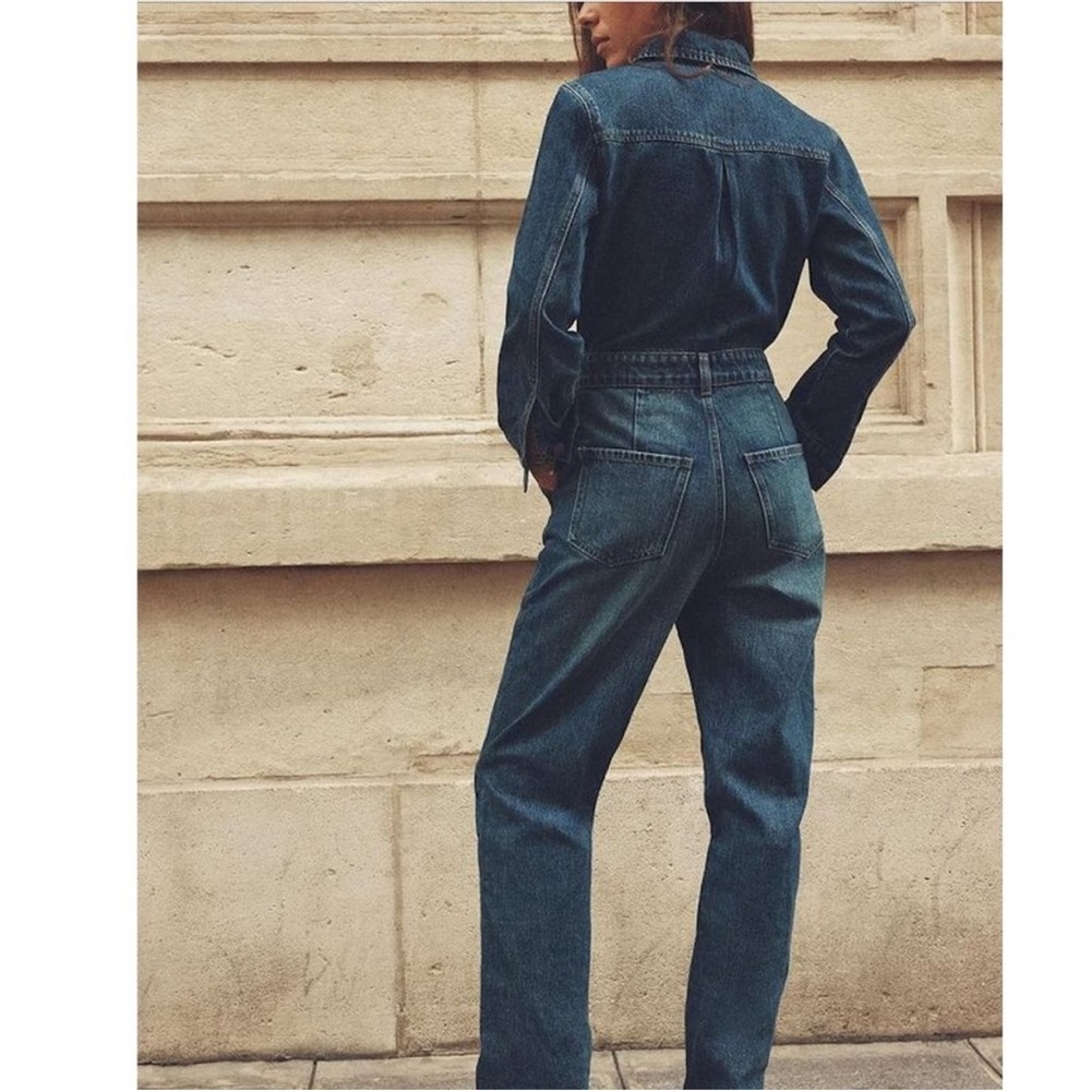 BLOGGER'S FAVE! Zara Front Pocket Denim Jumpsuit in Indigo - Picture 2 of 8